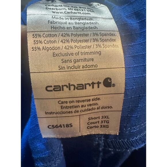 Carhartt Mens Pants Cargo Scrub Ripstop Royal Blue 3XL Short - Picture 3 of 4